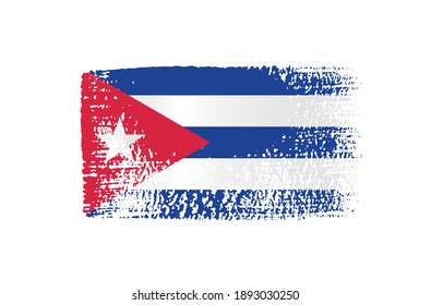 Bandera de Cuba con fondo de pincel.