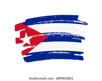 Flag of Cuba in brush stroke background.