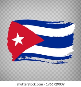 Flag of Cuba from brush strokes. Flag Republic of Cuba on transparent background for your web site design, logo, app, UI. Stock vector. EPS10.