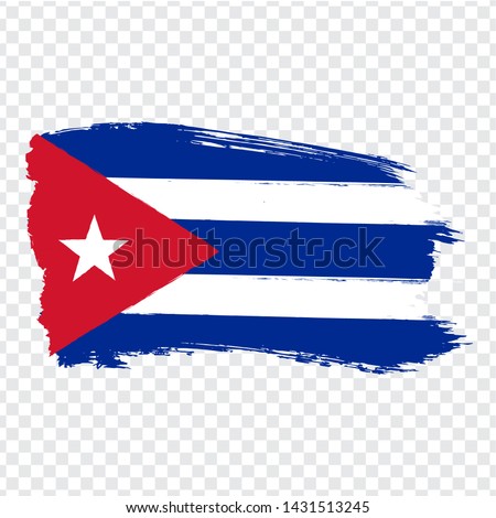 Flag of Cuba from brush strokes. Flag Republic of Cuba on transparent background for your web site design, logo, app, UI. Stock vector. EPS10.