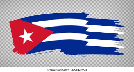 Flag of Cuba from brush strokes. Flag waving Republic of Cuba on transparent background for your web site design, logo, app, UI. Stock vector. EPS10.