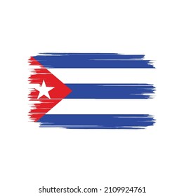 Flag Of Cuba With Brush Style