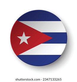 The flag of Cuba. Button flag icon. Standard color. Circle icon flag. 3d illustration. Computer illustration. Digital illustration. Vector illustration.