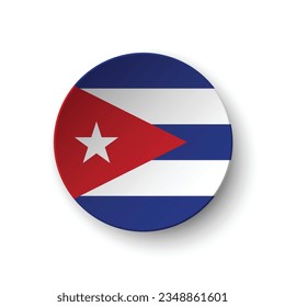 The flag of Cuba. Button flag icon. Standard color. Circle icon flag. 3d illustration. Computer illustration. Digital illustration. Vector illustration.