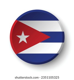 The flag of Cuba. Button flag icon. Standard color. Circle icon flag. 3d illustration. Computer illustration. Digital illustration. Vector illustration.