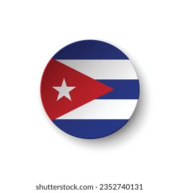 La bandera de Cuba. Icono de indicador de botón. Color estándar. Indicador de icono de círculo. 3 quinquies ilustración. Ilustración del equipo. Ilustración digital. Ilustración vectorial.