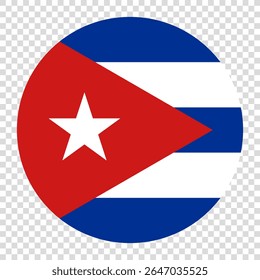 Bandeira de Cuba. Cuba círculo bandeira logotipo ícone computador vetor ilustração design. Fundo de tabuleiro de xadrez transparente.