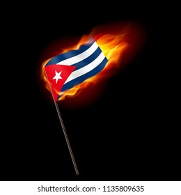 Flag of Cuba. Concept Illustration of Crisis or War Conflict with Cuban flag