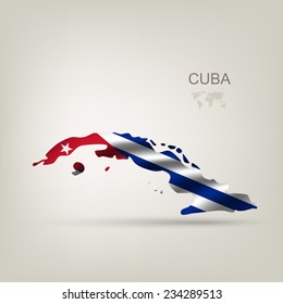 Flag of Cuba as a country with a shadow
