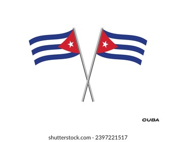 Flag of Cuba, Cuba cross flag design. Cuba cross flag isolated on white background. Vector Illustration of crossed Cuba flags.