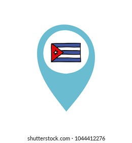 flag of Cuba doodle icon, map pointer