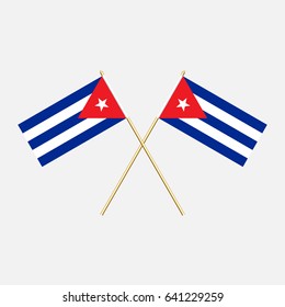 Flag of Cuba with flagpole. Vector illustration.