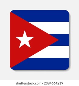 Flag of Cuba flat icon. Square vector element with shadow underneath. Best for mobile apps, UI and web design.