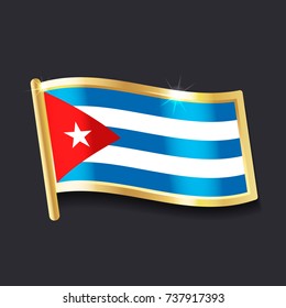 flag of Cuba in the form of badge, flat image