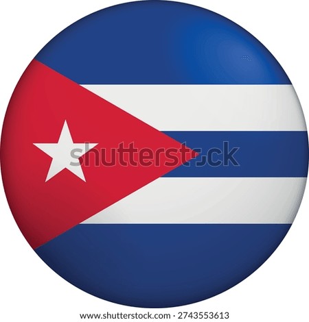 Flag of Cuba. Glossy circular flag. Button appearance. 3D Icon Design with depth. Professional, tactile look. Perfect for representing national identity in digital interfaces and perfect for websites