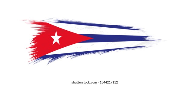 Flag of Cuba in grunge brush stroke, vector grunge illustration.