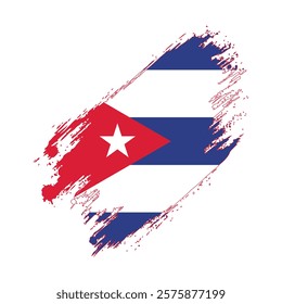 Flag of Cuba Grunge Brush Stroke Style Vector