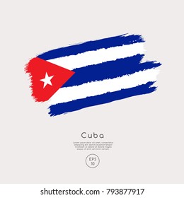 Flag of Cuba in Grunge Brush Stroke : Vector Illustration