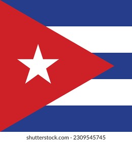 The flag of Cuba. Flag icon. Standard color. Square flag. Computer illustration. Digital illustration. Vector illustration.