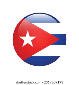 The flag of Cuba. Flag icon. Standard color. The round flag. 3d illustration. Computer illustration. Digital illustration. Vector illustration.
