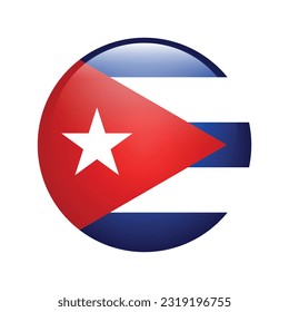 The flag of Cuba. Flag icon. Standard color. The round flag. 3d illustration. Computer illustration. Digital illustration. Vector illustration.