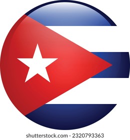 La bandera de Cuba. Icono de marca. Color estándar. La bandera redonda. 3 quinquies ilustración. Ilustración del equipo. Ilustración digital. Ilustración vectorial.