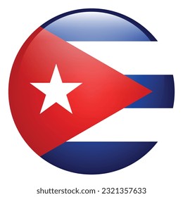 The flag of Cuba. Flag icon. Standard color. The round flag. 3d illustration. Computer illustration. Digital illustration. Vector illustration.