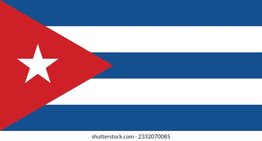 The flag of Cuba. Flag icon. Standard color. Standard size. A rectangular flag. Computer illustration. Digital illustration. Vector illustration.