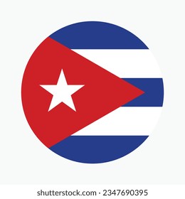 The flag of Cuba. Flag icon. Standard color. Circle icon flag. Computer illustration. Digital illustration. Vector illustration.