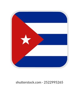 The flag of cuba. Flag icon. Standard color. flat vector square with rounded corners. Computer illustration. Digital illustration. Vector illustration	