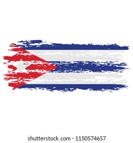 Flag of Cuba the illustration vector on a white background, brush stroke Design Elements