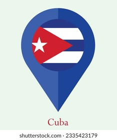 Flag of Cuba, Flag of Cuba Map pointer icon. Vector illustration flag pointer.