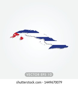 Flag Of Cuba in maps territory, Cuba Flag template design. Vector Eps 10