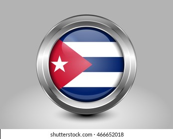 Flag of Cuba. Metal and Glass Round Icon. This is File from the Collection North America Flags