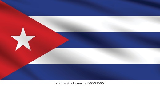 Flag of Cuba. Cuba flag official colors and proportion digital vector illustration. Wavy flag.