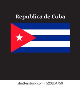 Flag of Cuba on a black background. Spanish: Cuba.