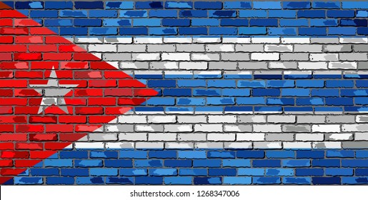 Flag of Cuba on a brick wall - Illustration