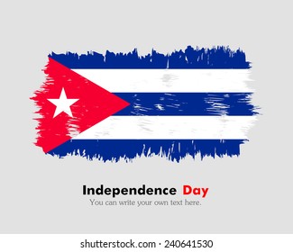 Flag of Cuba painted brush colored inks. Symbol Independence Day National Patriotic Travel Country Background Grunge Paint Stock Vector Icon Logo Picture Image Illustration Political