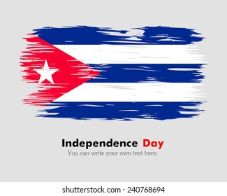 Flag of Cuba painted brush colored inks. Symbol Independence Day National Patriotic Travel Country Background Grunge Paint Stock Vector Icon Logo Picture Image Illustration Political
