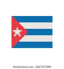 Flag Cuba. Pixel art. Stickers design. Isolated vector illustration. 