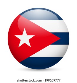 Flag of Cuba as round glossy icon. Button with Cuban flag