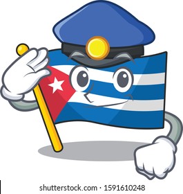 Flag cuba Scroll Cartoon mascot style as a Police officer