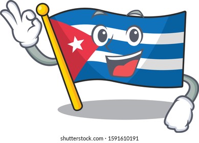 Flag cuba Scroll mascot design making an Okay gesture