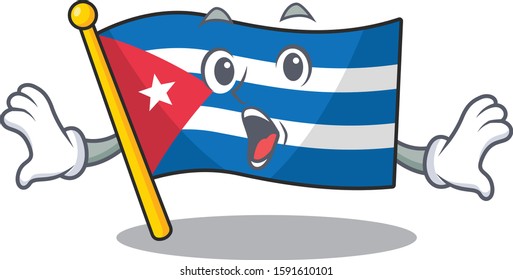 Flag cuba Scroll Surprised gesture on cartoon character style