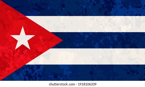 Flag of Cuba with splashes.