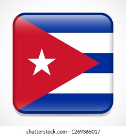 Flag of Cuba. Square glossy badge
