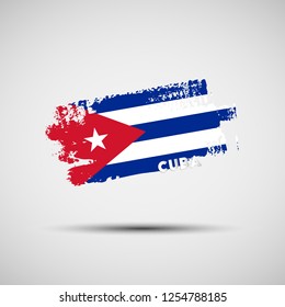 Flag of Cuba. Vector illustration of grunge brush stroke with Cuban national flag colors for your graphic and web design