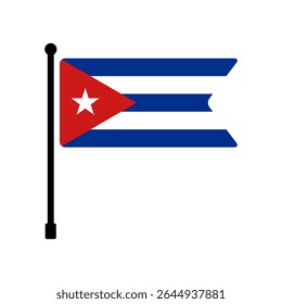 Bandeira de Cuba. Cuba bandeira vetor ilustração ícone design. Ícone do sinalizador de polo.