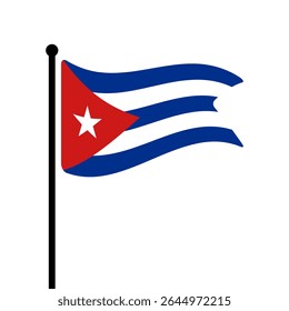 Bandeira de Cuba. Cuba bandeira vetor ilustração ícone design. Bandeira de mastro flutuante.