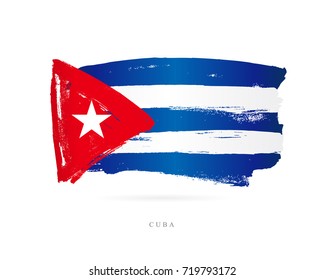 Flag of Cuba. Vector illustration on white background. Beautiful brush strokes. Abstract concept. Elements for design.